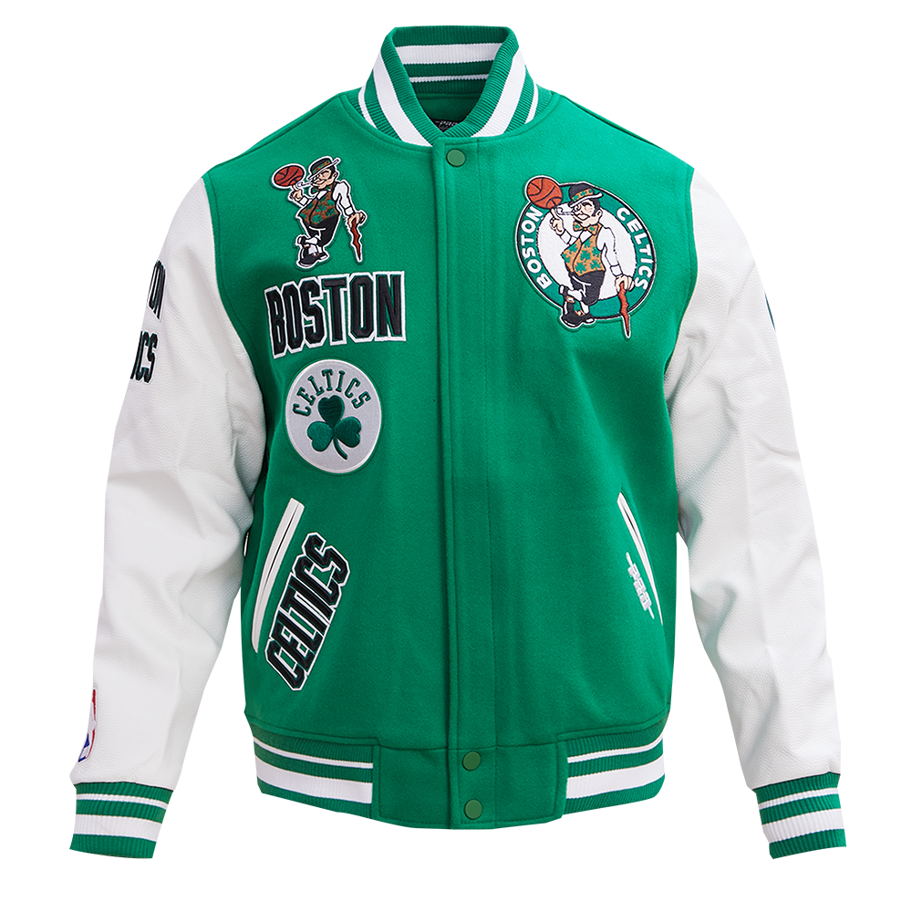 NBA BOSTON CELTICS RETRO CLASSIC MEN'S RIB WOOL VARSITY JACKET (KELLYGREEN/WHITE)