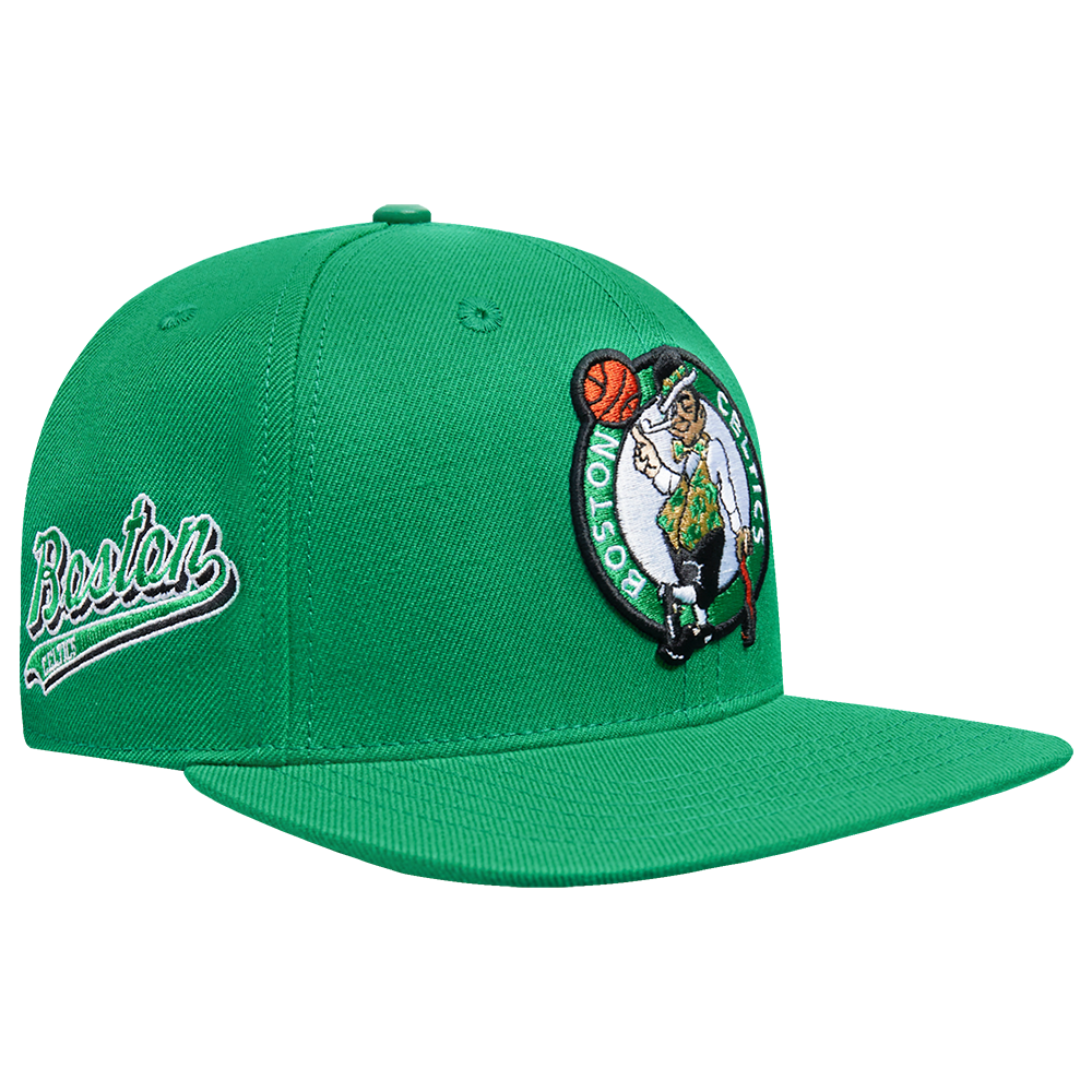 NBA BOSTON CELTICS SCRIPT TAIL CASQUETTE SNAPBACK EN LAINE (VERT KELLY)