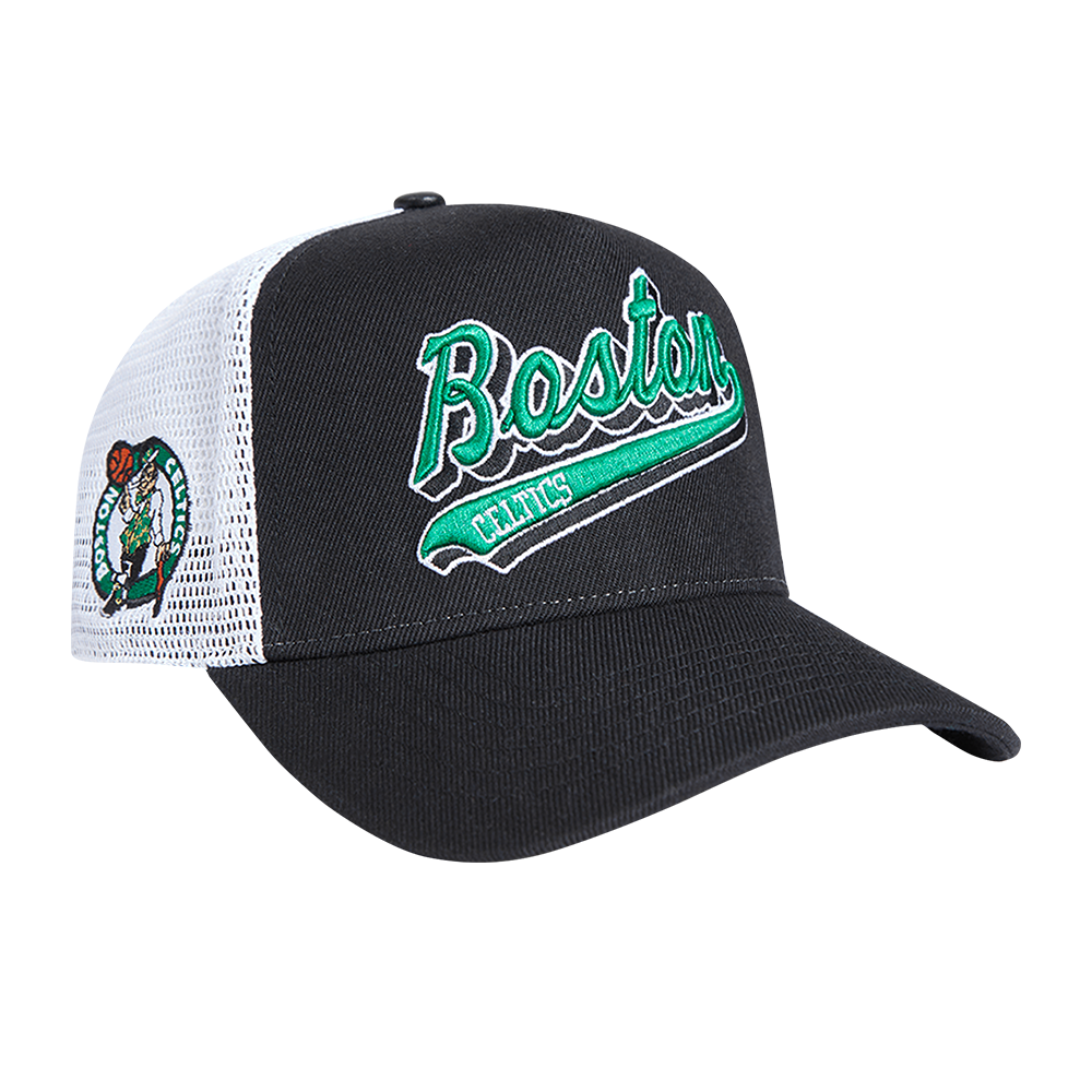 NBA BOSTON CELTICS SCRIPT TAIL TRUCKER HAT (BLACK)