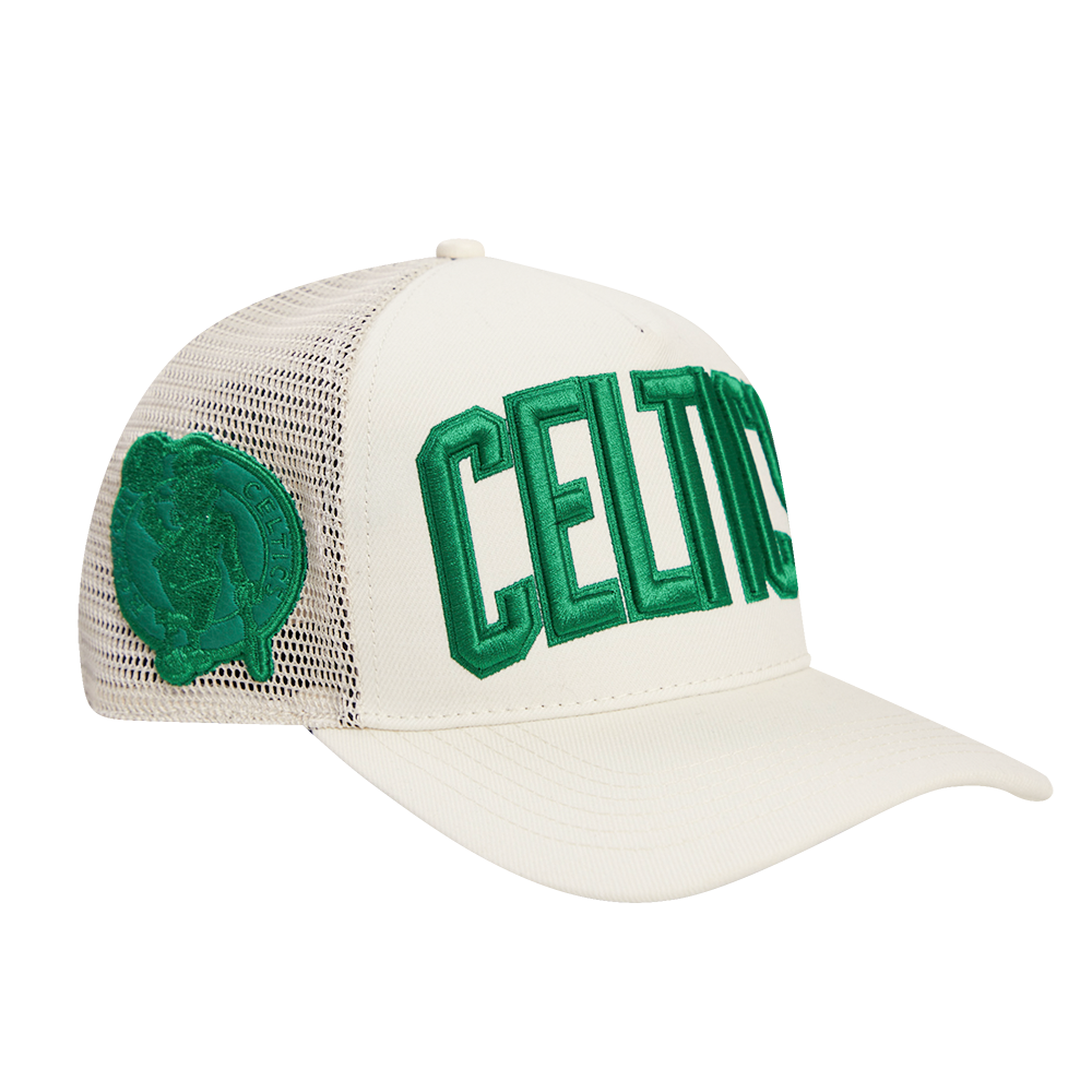 NBA BOSTON CELTICS TRIPLE TONAL WORDMARK TRUCKER HAT (EGGSHELL)