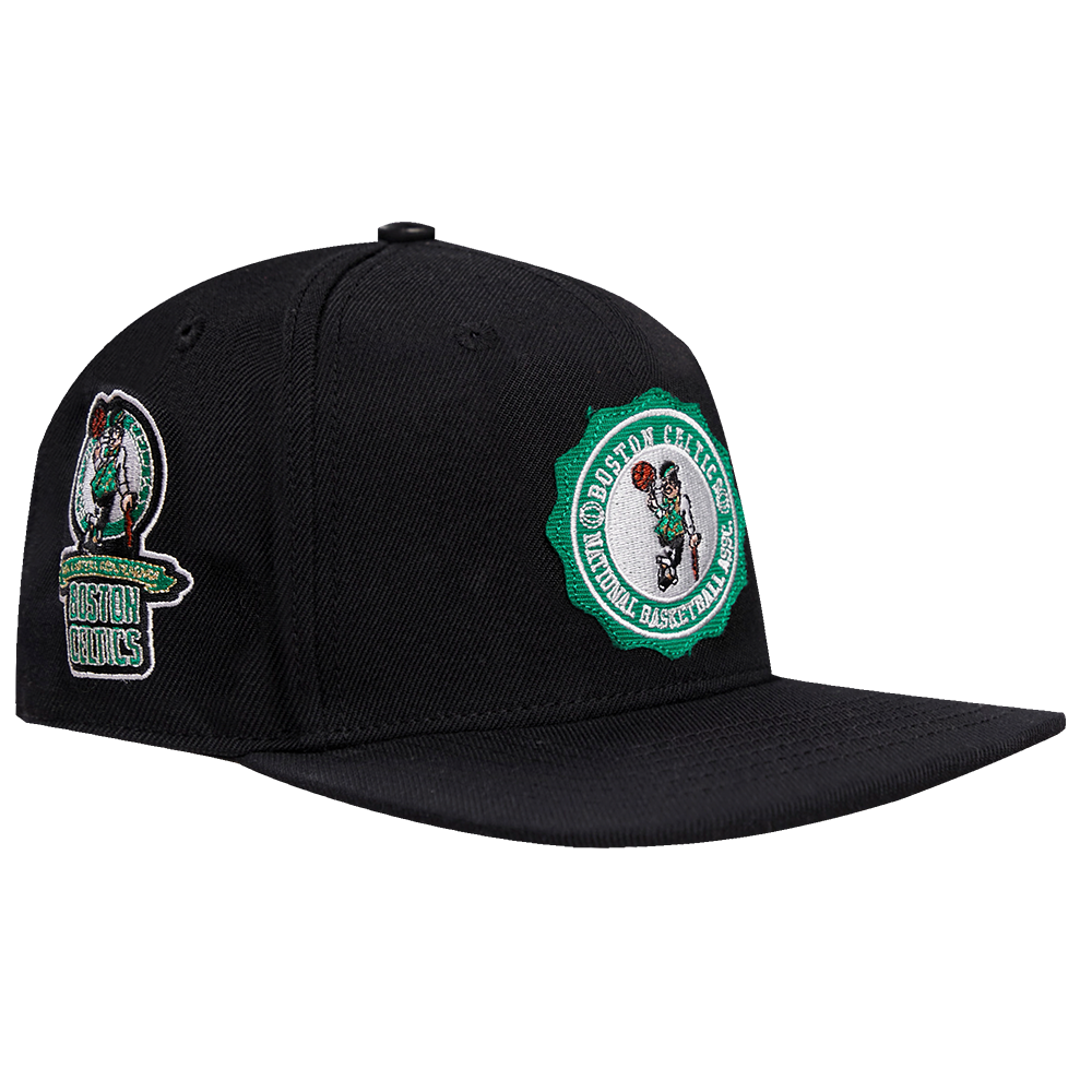 NBA BOSTON CELTICS CREST EMBLEM UNISEX WOOL SNAPBACK HAT (BLACK)