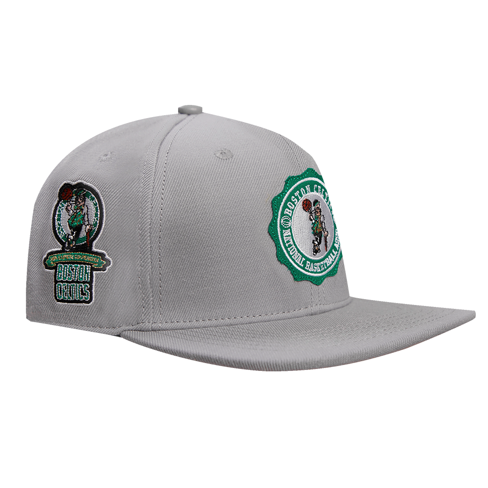 NBA BOSTON CELTICS CREST EMBLEM UNISEX WOOL SNAPBACK HAT (GRAY)