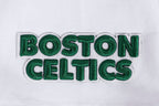NBA BOSTON CELTICS SCRIPT TAIL WOMEN'S SINGLE JERSEY BOXY TEE (WHITE)