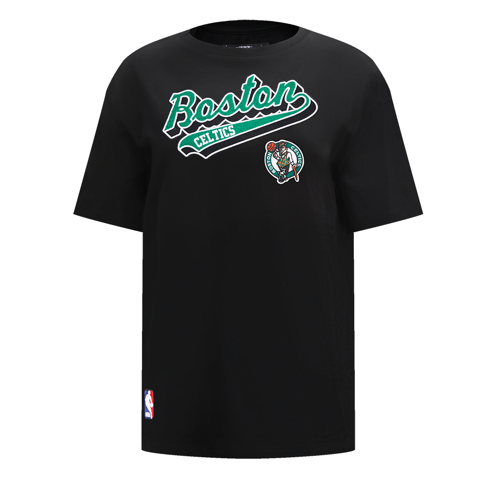 NBA BOSTON CELTICS SCRIPT TAIL WOMEN'S BOYFRIEND TEE (BLACK)