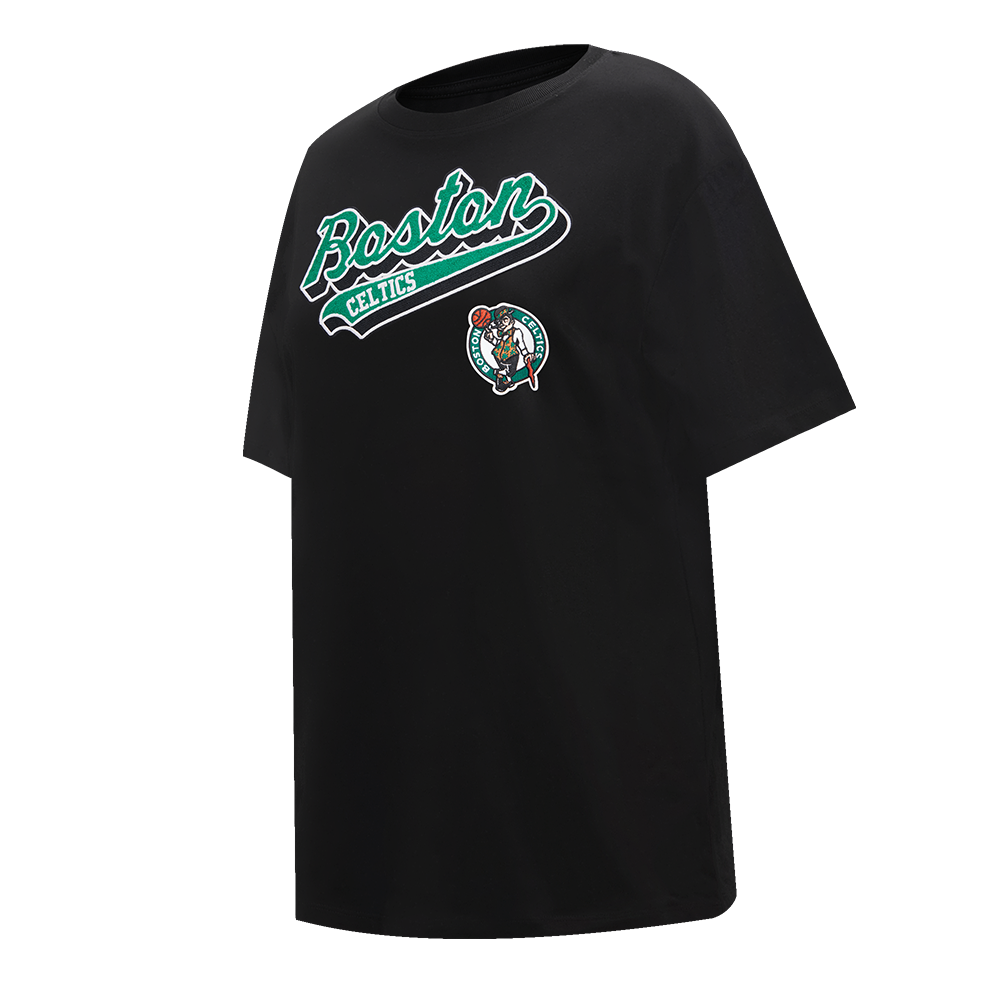 NBA BOSTON CELTICS SCRIPT TAIL WOMEN'S BOYFRIEND TEE (BLACK)