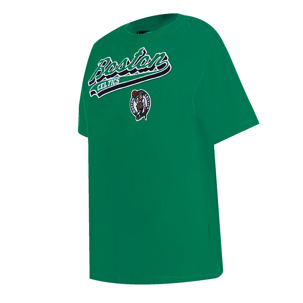 NBA BOSTON CELTICS SCRIPT TAIL T-SHIRT DE COUPE BOYFRIEND POUR FEMME (VERT KELLY)