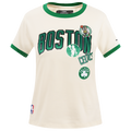 NBA BOSTON CELTICS RETRO CASCADE WOMEN'S RINGER TEE (EGGSHELL/ KELLY GREEN)