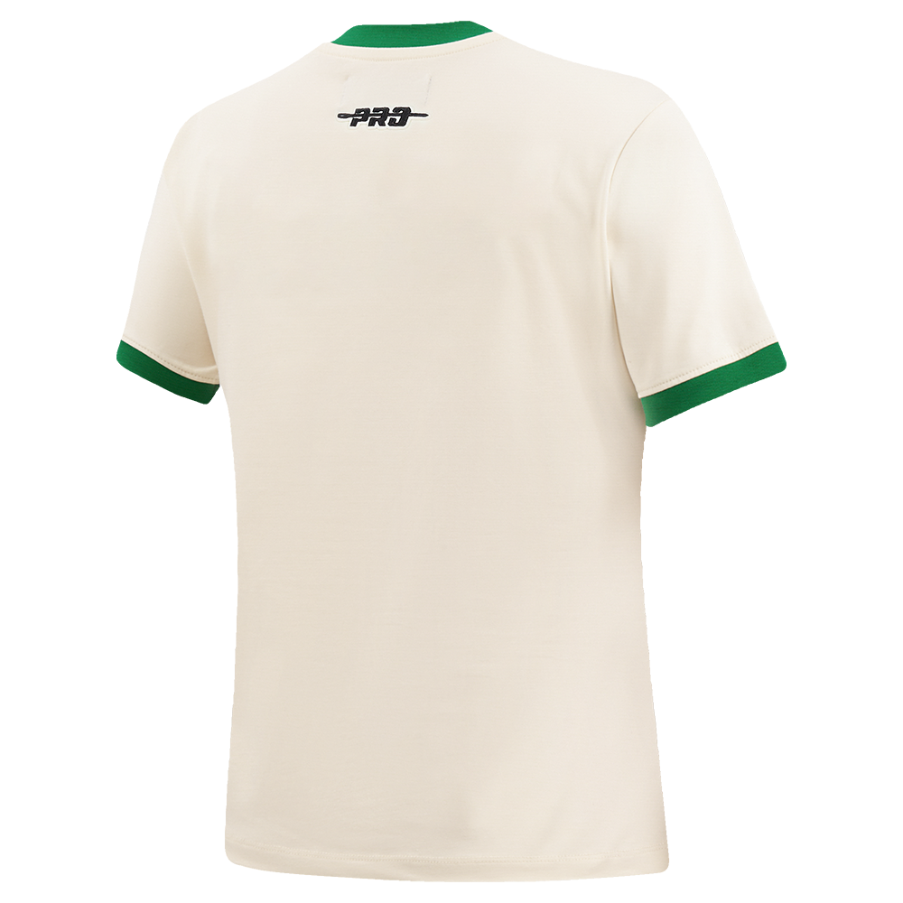 NBA BOSTON CELTICS RETRO CASCADE WOMEN'S RINGER TEE (EGGSHELL/ KELLY GREEN)