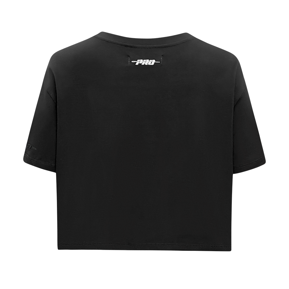 NBA BOSTON CELTICS RETRO ELEVATION T-SHIRT EN JERSEY SIMPLE À COUPE CARRÉE POUR FEMME (NOIR)