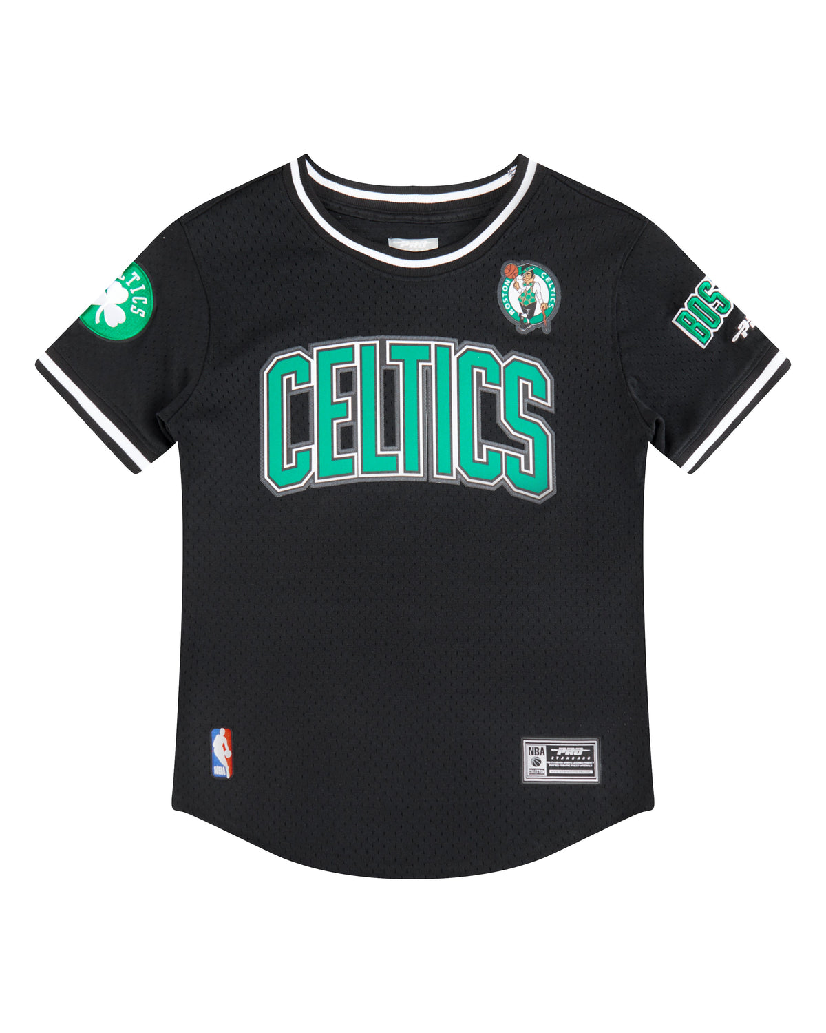 NBA BOSTON CELTICS CLASSIC T-SHIRT EN FILET À MANCHES COURTES POUR GARÇON JUNIOR (NOIR)