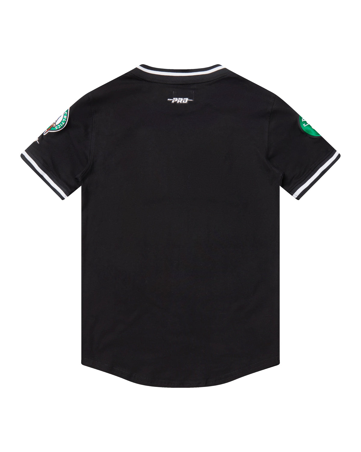 NBA BOSTON CELTICS CLASSIC BIG BOY'S SHORT SLEEVE STRIPED RIB TEE (BLACK)