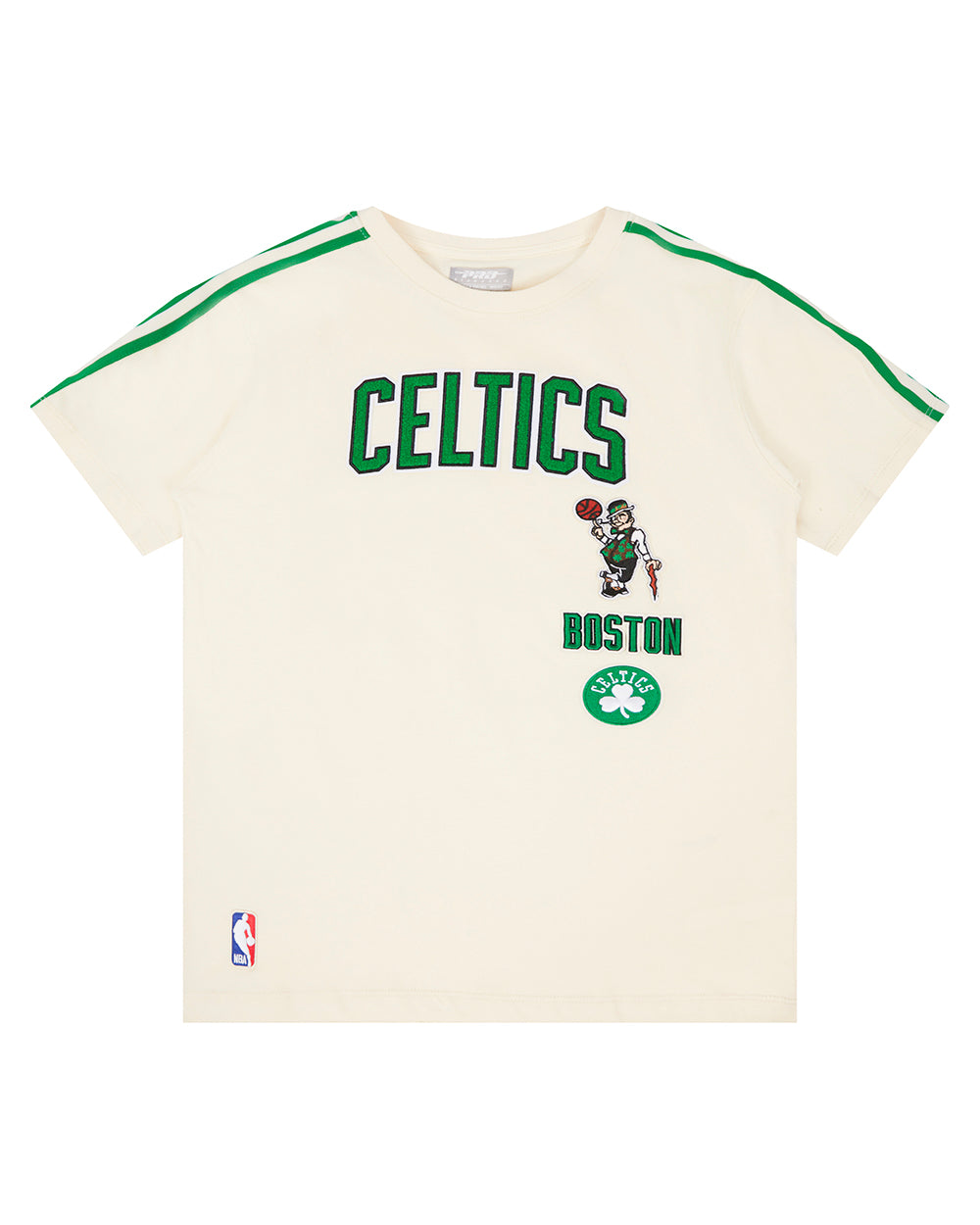 NBA BOSTON CELTICS RETRO CLASSIC SINGLE JERSEY BIG BOY'S SINGLE JERSEY TAPING TEE (EGGSHELL/ KELLY GREEN)