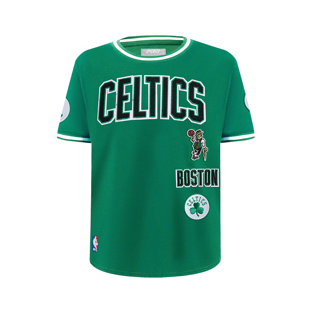 NBA BOSTON CELTICS RETRO CLASSIC BIG BOY'S SS STRIPED RIB TEE (KELLY GREEN)