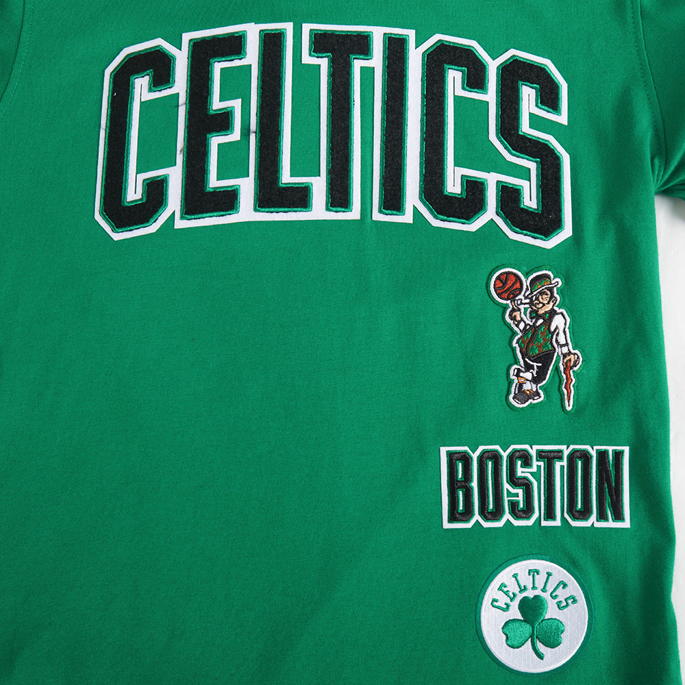 NBA BOSTON CELTICS RETRO CLASSIC BIG BOY'S SS STRIPED RIB TEE (KELLY GREEN)