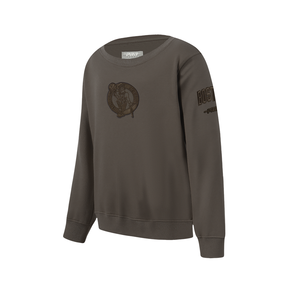 NBA BOSTON CELTICS NEUTRAL BIG BOYS FLEECE CREWNECK (DARK TAUPE)