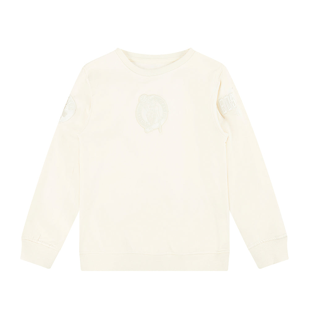 NBA BOSTON CELTICS NEUTRAL BIG BOY'S FLEECE CREWNECK (EGGSHELL)