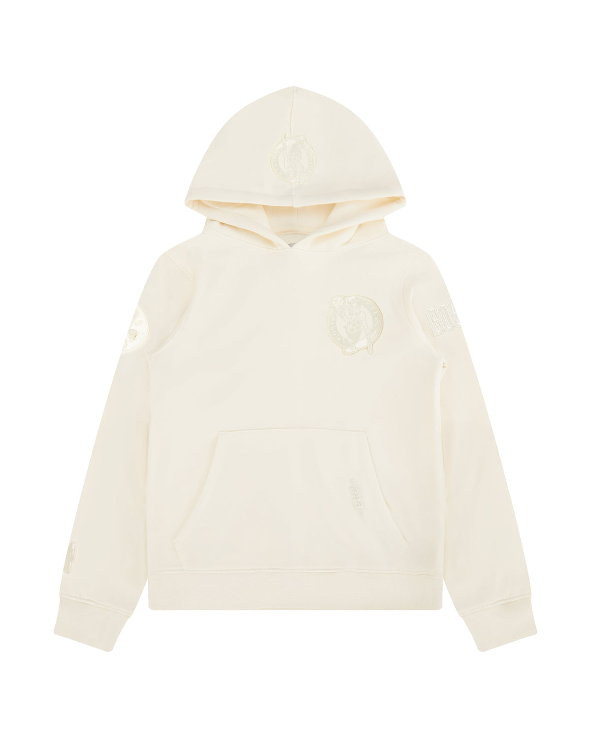 NBA BOSTON CELTICS NEUTRAL BIG BOY'S FLEECE PULLOVER HOODIE (EGGSHELL)