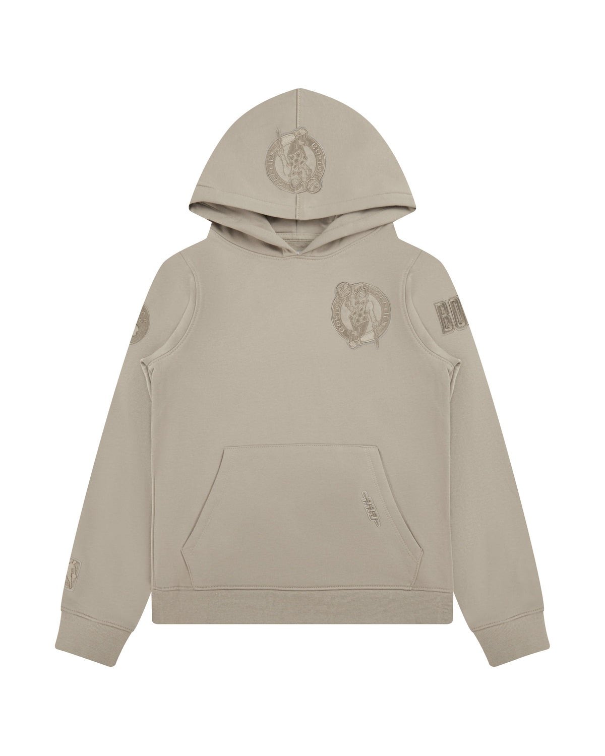 NBA BOSTON CELTICS NEUTRAL BIG BOY'S FLEECE PULLOVER HOODIE (TAUPE)