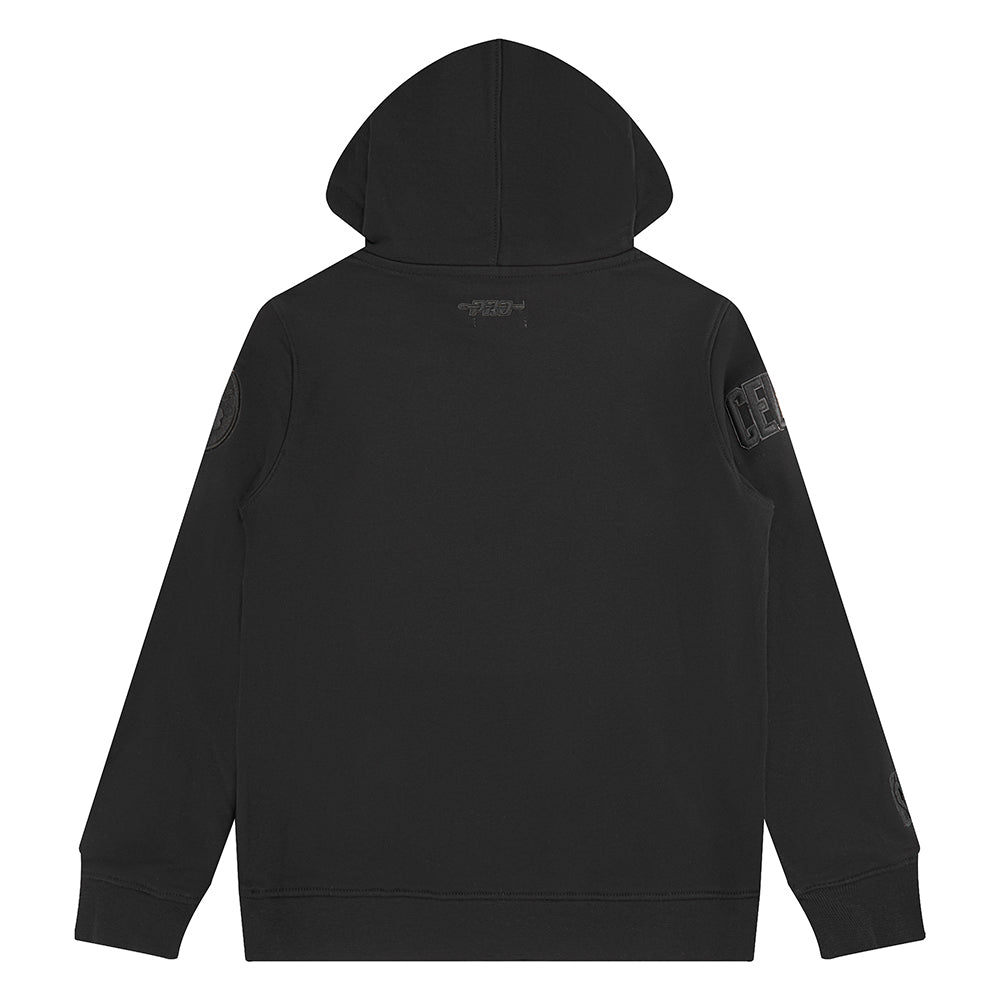 NBA BOSTON CELTICS TRIPLE BLACK BIG BOY'S FLEECE PULLOVER HOODIE (BLACK)