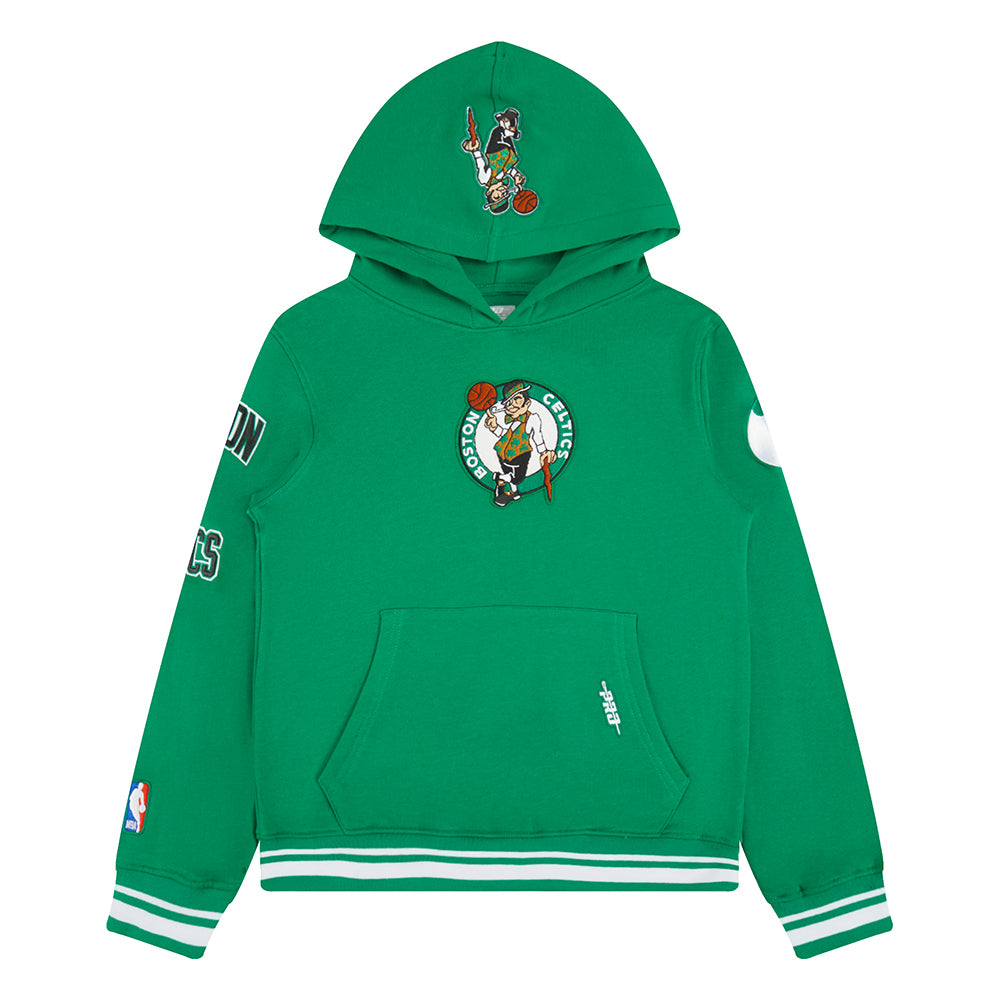 NBA BOSTON CELTICS RETRO CLASSIC BIG BOY'S RIB FLEECE PULLOVER HOODIE (KELLY GREEN)