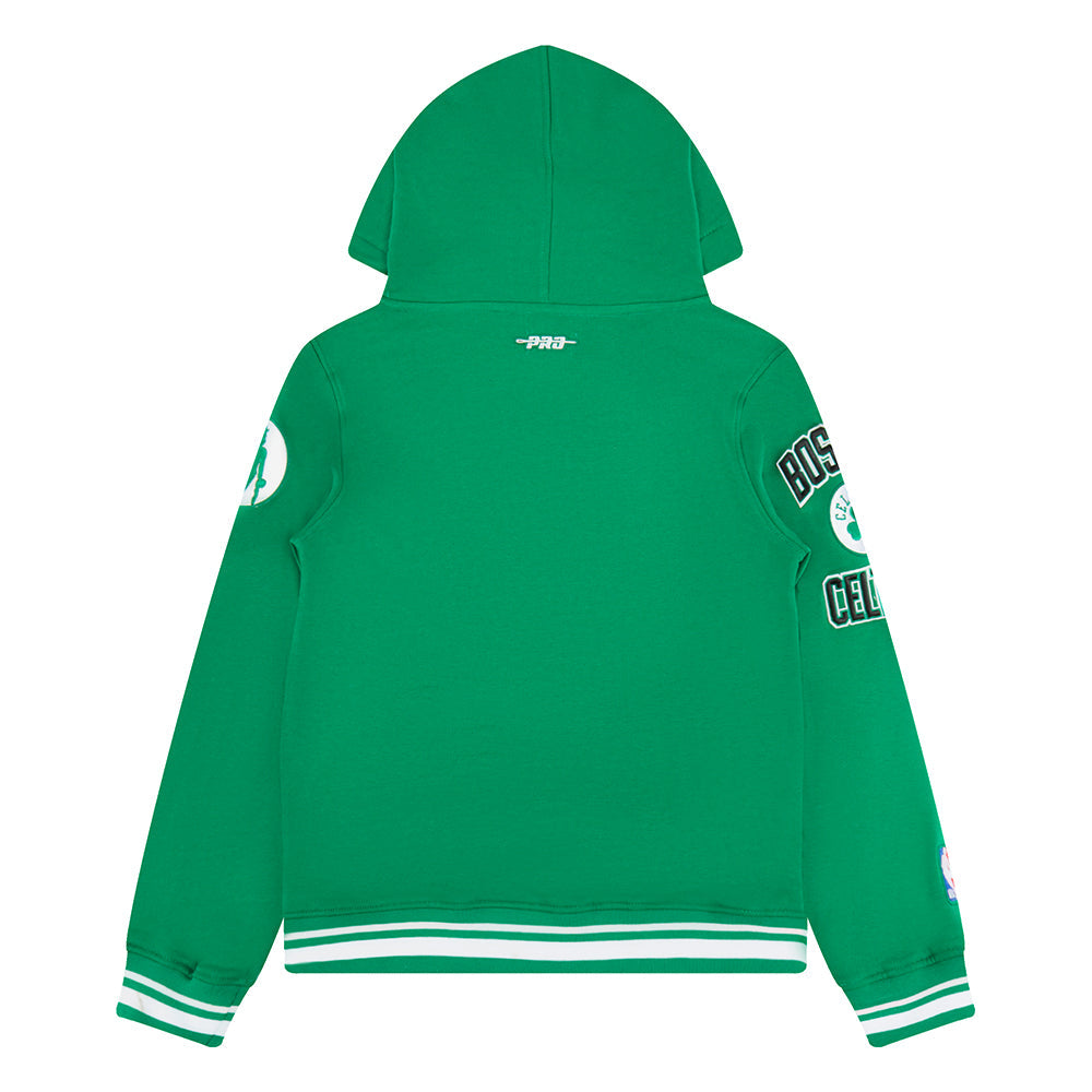 NBA BOSTON CELTICS RETRO CLASSIC BIG BOY'S RIB FLEECE PULLOVER HOODIE (KELLY GREEN)