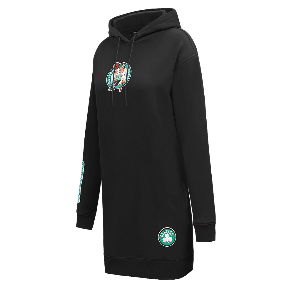 NBA BOSTON CELTICS CLASSIC WOMEN'S PULLOVER HOODIE DRESS (BLACK)