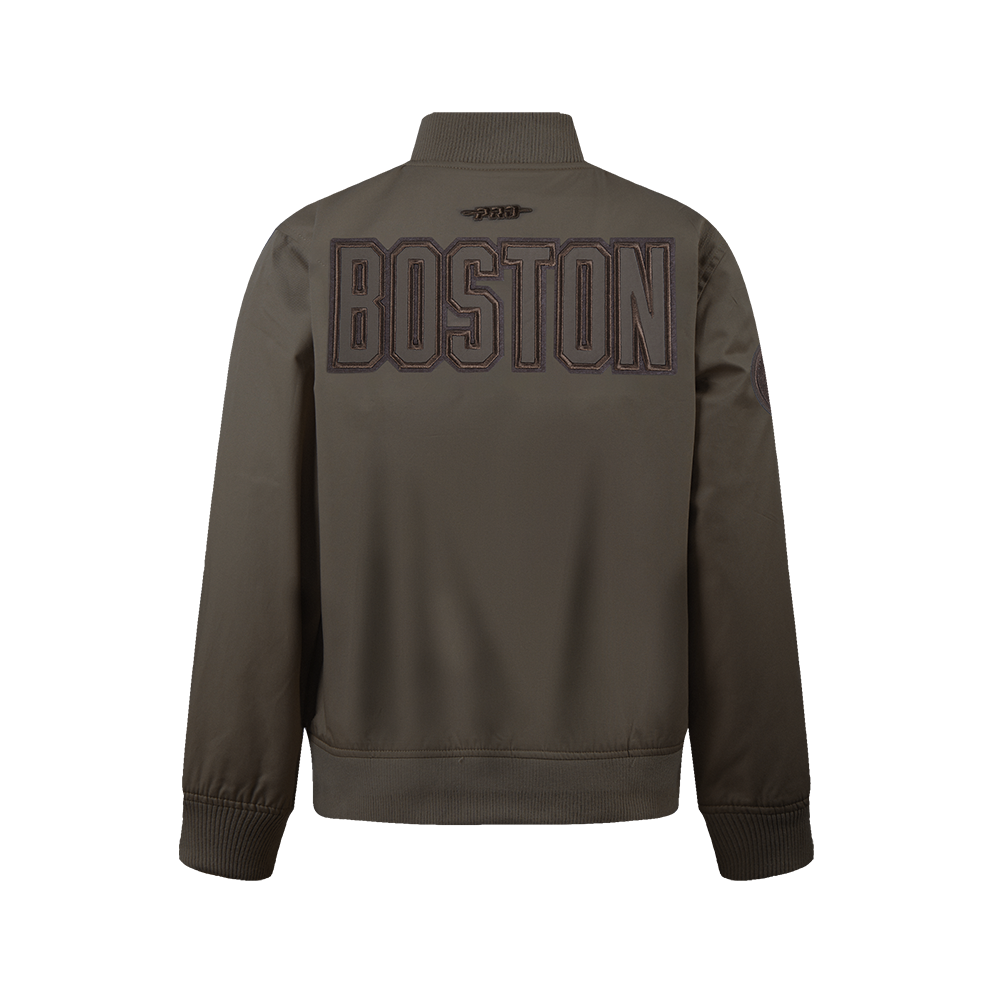 NBA BOSTON CELTICS NEUTRAL BIG BOY'S TWILL JACKET (DARK TAUPE)