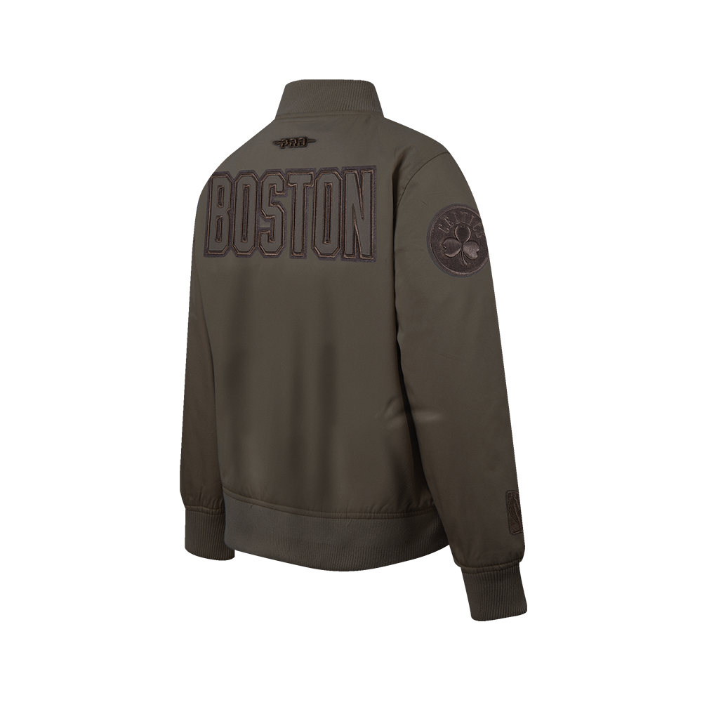 NBA BOSTON CELTICS NEUTRAL BIG BOY'S TWILL JACKET (DARK TAUPE)