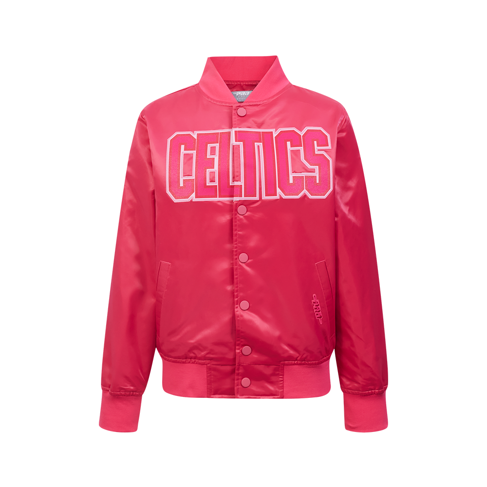 NBA BOSTON CELTICS TRIPLE PINK BIG GIRL'S SATIN JACKET (BEETROOT PURPLE)