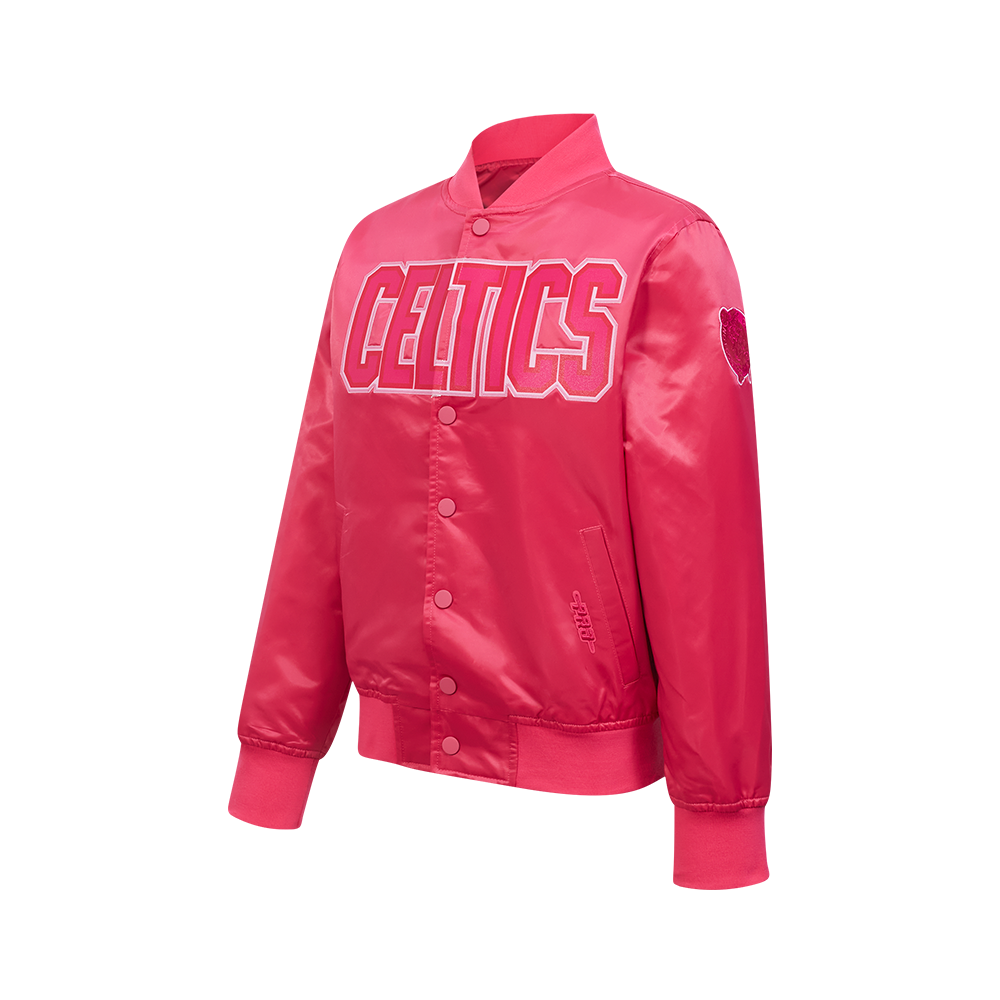 NBA BOSTON CELTICS TRIPLE PINK BIG GIRL'S SATIN JACKET (BEETROOT PURPLE)