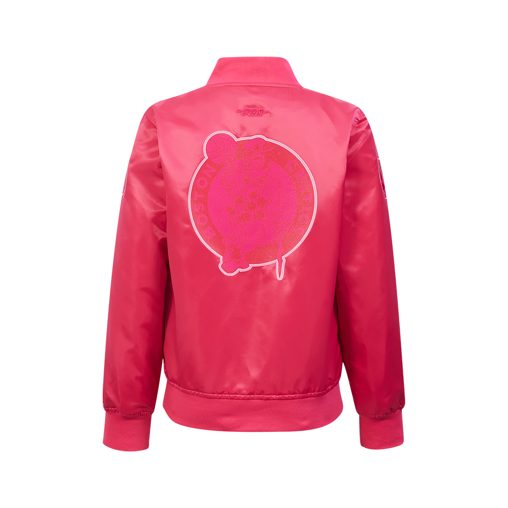 NBA BOSTON CELTICS TRIPLE PINK BIG GIRL'S SATIN JACKET (BEETROOT PURPLE)