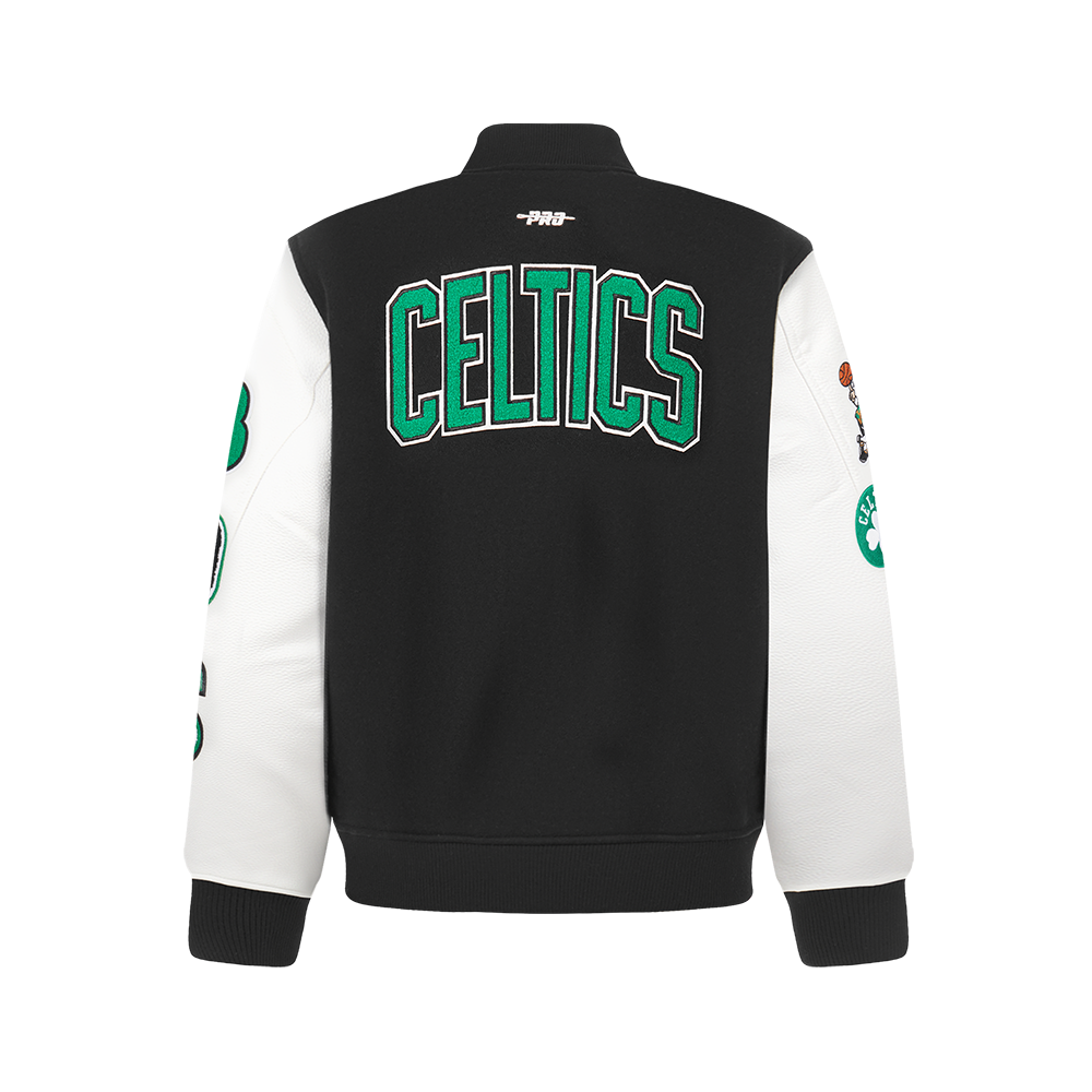 NBA BOSTON CELTICS CLASSIC BLOUSON COLLÉGIAL EN LAINE POUR GARÇON JUNIOR (NOIR/BLANC)