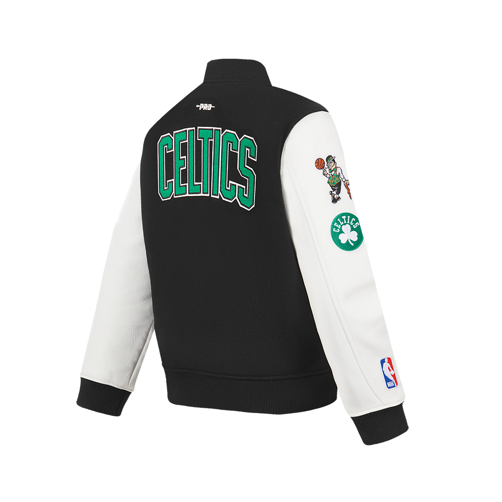 NBA BOSTON CELTICS CLASSIC BLOUSON COLLÉGIAL EN LAINE POUR GARÇON JUNIOR (NOIR/BLANC)