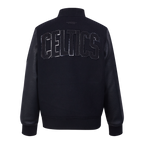 NBA BOSTON CELTICS TRIPLE BLACK BIG BOY'S WOOL VARSITY JACKET (JET BLACK)