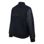 NBA BOSTON CELTICS TRIPLE BLACK BIG BOY'S WOOL VARSITY JACKET (JET BLACK)