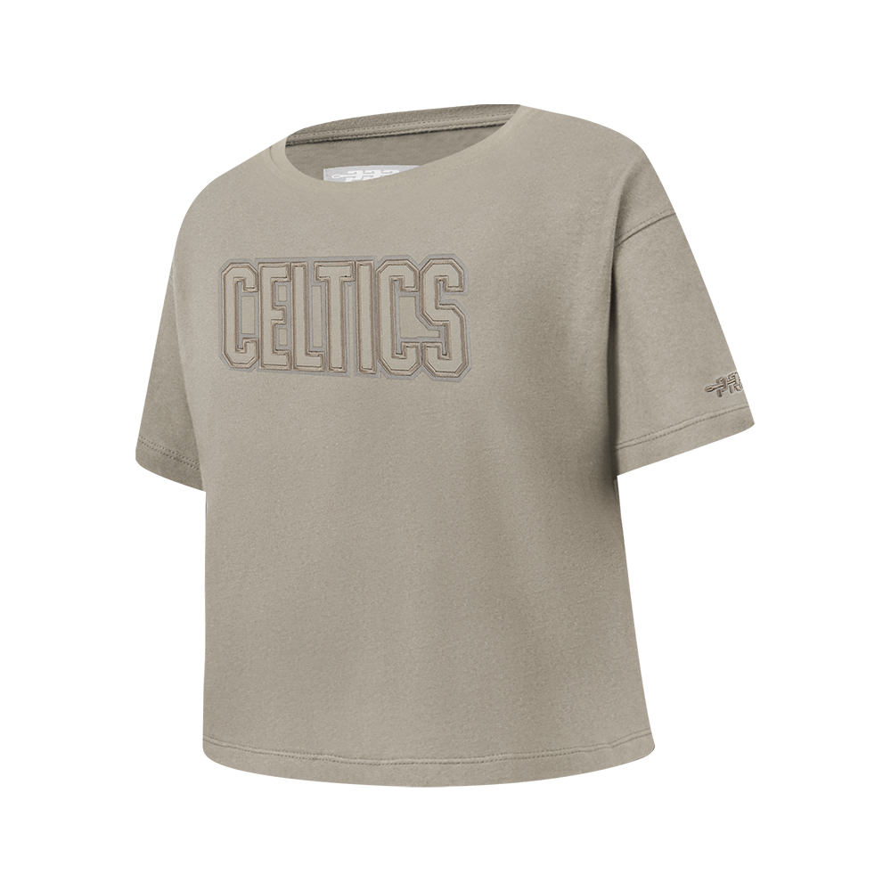 NBA BOSTON CELTICS NEUTRAL BIG GIRL'S SS BOXY TEE (TAUPE)