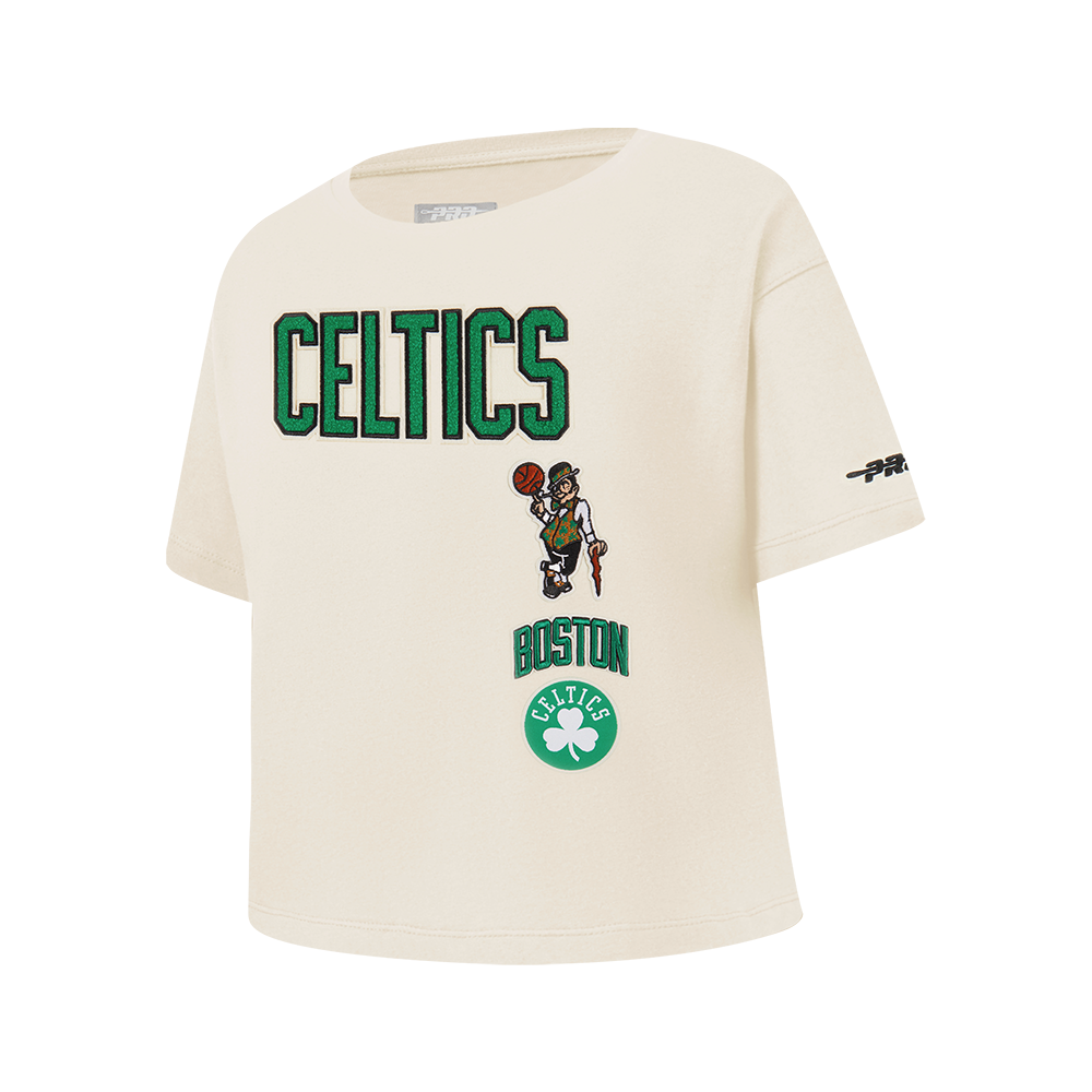 NBA BOSTON CELTICS RETRO CLASSIC BIG GIRL'S SS BOXY TEE (EGGSHELL)