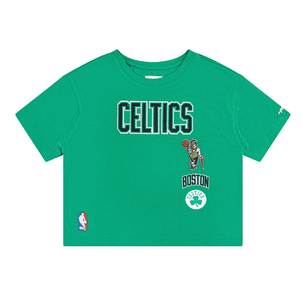 NBA BOSTON CELTICS RETRO CLASSIC T-SHIRT À COUPE CARRÉE À MANCHES COURTES POUR FILLE JUNIOR (VERT KELLY)