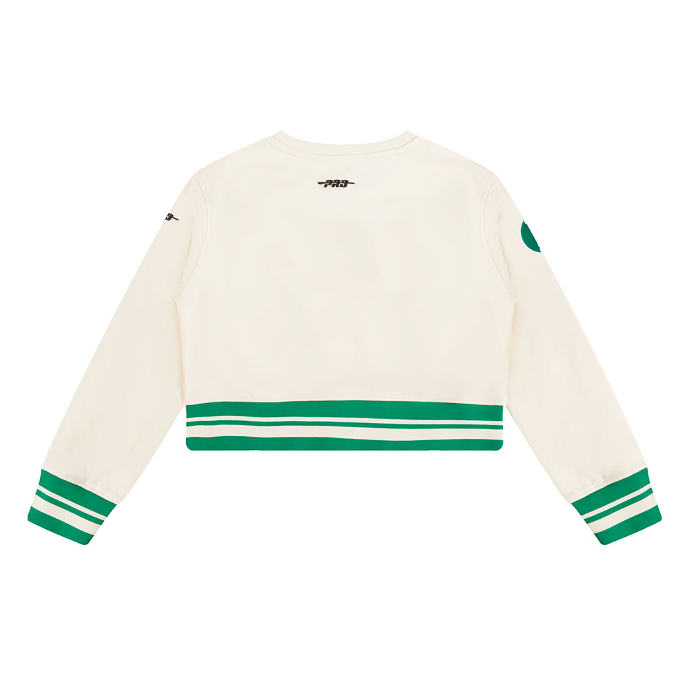NBA BOSTON CELTICS RETRO CLASSIC BIG GIRL'S RIB FLC CREWNECK (EGGSHELL/ KELLY GREEN)