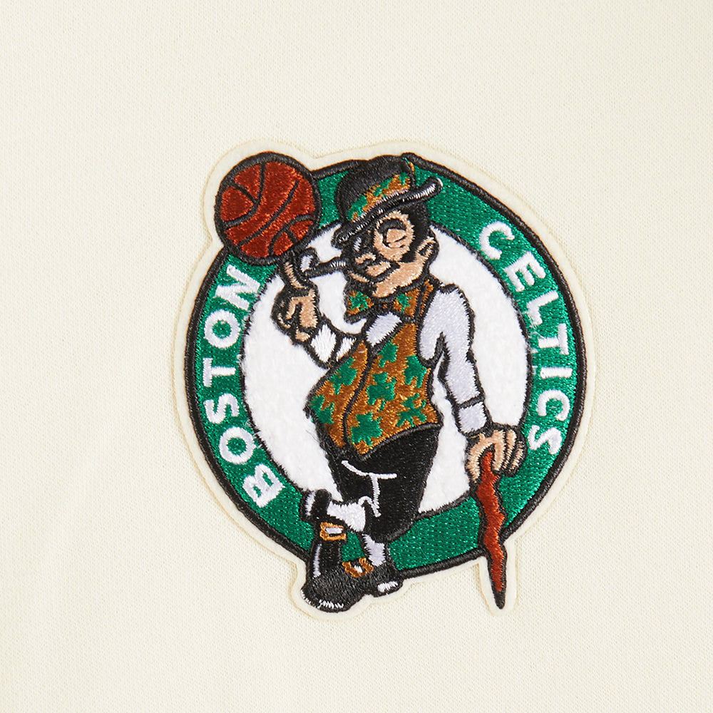 NBA BOSTON CELTICS RETRO CLASSIC CHANDAIL À CAPUCHON EN MOLLETON CÔTELÉ POUR FILLE JUNIOR (COQUILLE D'ŒUF/VERT KELLY)