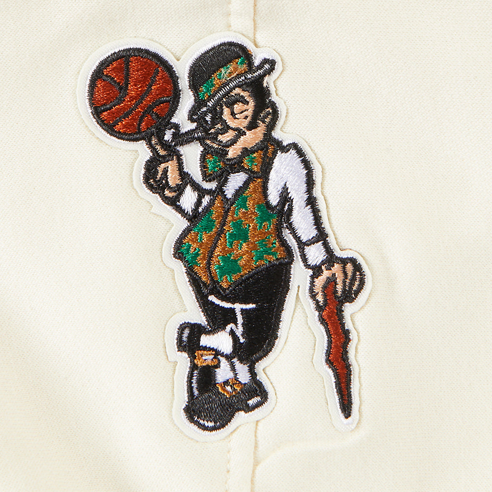 NBA BOSTON CELTICS RETRO CLASSIC CHANDAIL À CAPUCHON EN MOLLETON CÔTELÉ POUR FILLE JUNIOR (COQUILLE D'ŒUF/VERT KELLY)