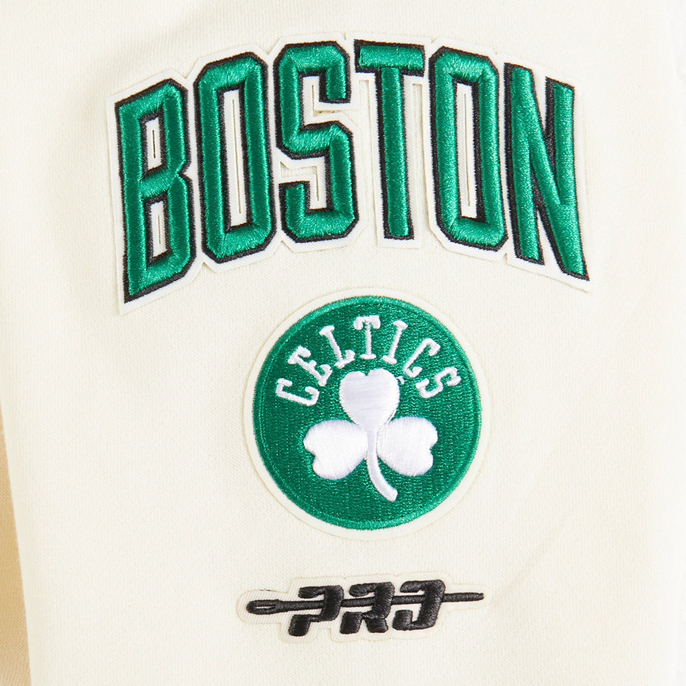 NBA BOSTON CELTICS RETRO CLASSIC CHANDAIL À CAPUCHON EN MOLLETON CÔTELÉ POUR FILLE JUNIOR (COQUILLE D'ŒUF/VERT KELLY)