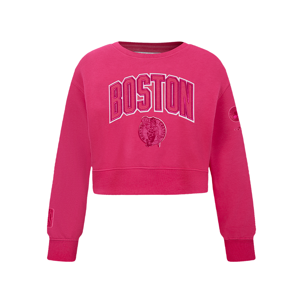 NBA BOSTON CELTICS TRIPLE PINK BIG GIRL'S FLC CREWNECK (BEETROOT PURPLE)
