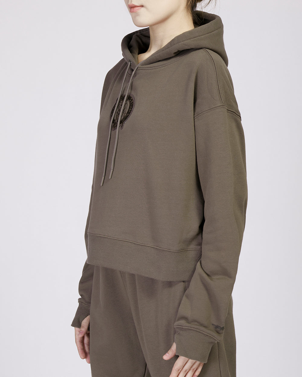 NBA BOSTON CELTICS NEUTRAL CROPPED WOMEN'S PO HOODIE (DARK TAUPE)