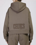 NBA BOSTON CELTICS NEUTRAL CHANDAIL À CAPUCHON COURT POUR FEMME (TAUPE FONCÉ)