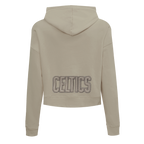 NBA BOSTON CELTICS NEUTRAL WOMEN'S CROPPED PULLOVER HOODIE (TAUPE)