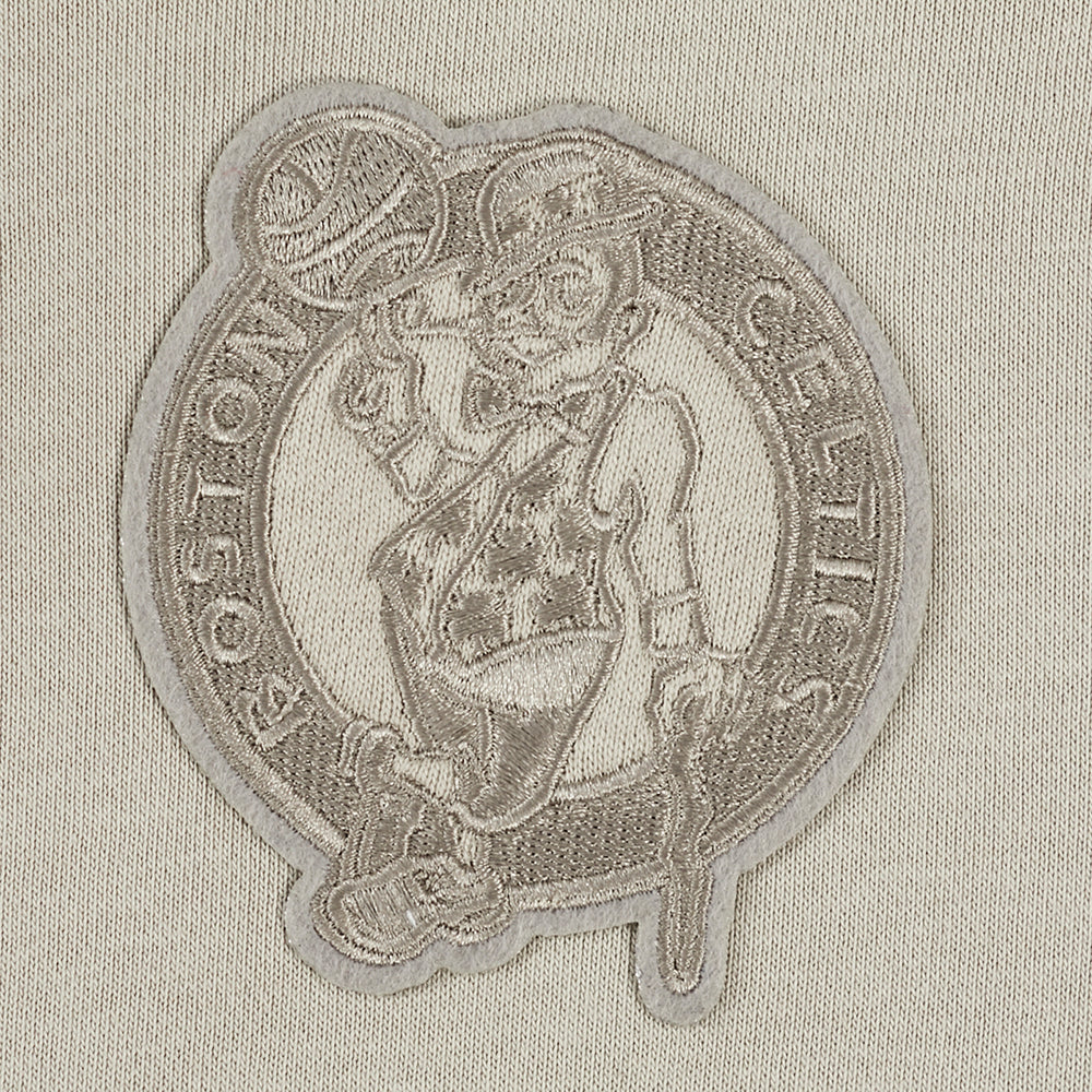 NBA BOSTON CELTICS NEUTRAL WOMEN'S CROPPED PULLOVER HOODIE (TAUPE)
