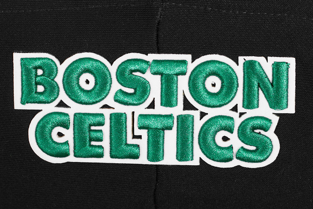 NBA BOSTON CELTICS SCRIPT TAIL CHANDAIL À CAPUCHON COURT EN MOLLETON CÔTELÉ POUR FEMME (NOIR)