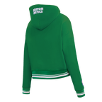 NBA BOSTON CELTICS SCRIPT TAIL WOMEN'S RIB FLEECE CROPPED PULLOVER HOODIE (KELLY GREEN)