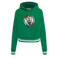 NBA BOSTON CELTICS RETRO CLASSIC WOMEN'S RIB CROPPED PULLOVER HOODIE (KELLY GREEN)
